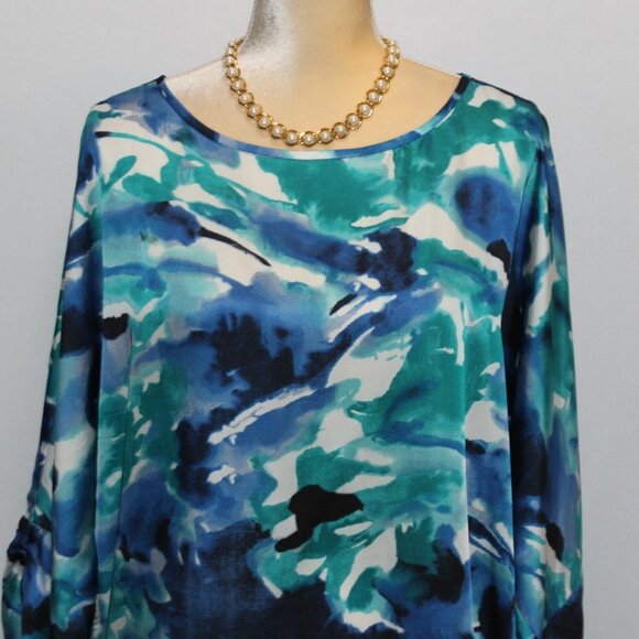 Jones of New York Blue and Turquoise long sleeve top - Picture 2 of 15